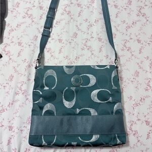 Coach Signature Teal Crossbody Shoulder Bag